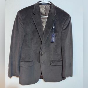 NWT Chaps Brown Herringbone Blazer 40R Two-Button Single-Breasted Notch Lapel
